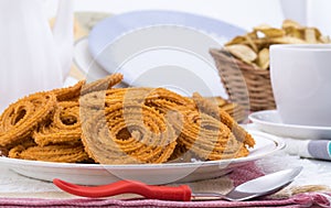 Indian Traditional Snack Chakli on White Background