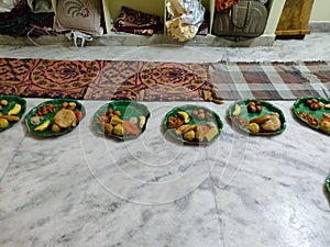 Indian traditional style of dinner plates at home