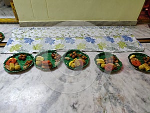 Indian traditional style of dinner plates at home