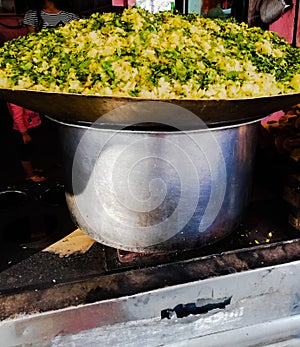 Indian traditional style flattened rice called poha