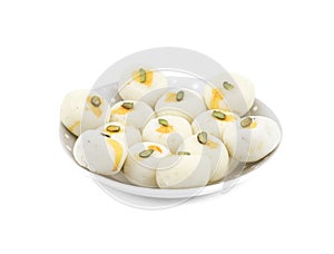 Indian Traditional Sweet Food Peda on White Background