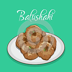 Indian traditional sweets or dessert balushahi mithai vector illustration photo