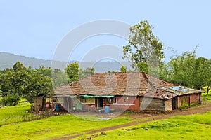 Indian traditional village house in Konkan region near Varandhaghat, Pune photo