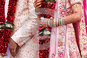 Indian traditional wedding ceremony bridal and groom hand