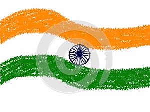 Indian tricolor flag has orange and green shades.