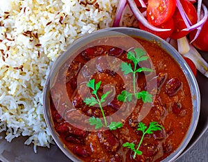 Indian vegan Punjabi meal Rajma Chawal