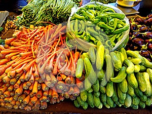 Indian vegetables stack up for open sale