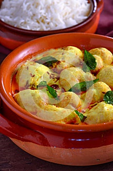 Indian vegetarian meal - punjabi kadi and rice