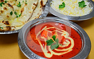 Indian vegetarian meal-Roti, Rice and Dal