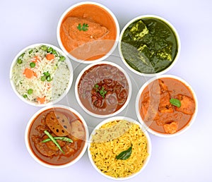 Indian Vegetarian meal top view