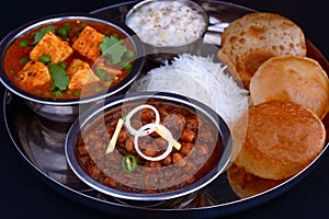 Indian vegetarian thali for lunch or dinner