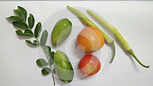 indian vegitables with white background