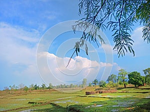 Indian village blue sky and landscape