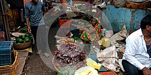 indian village street farmers produce goods market