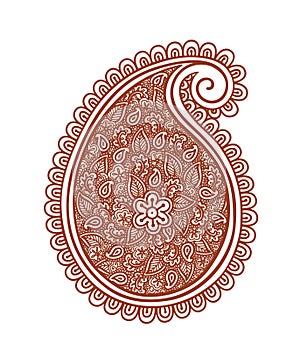 Indian vintage paisley - decorative henna design, India. Mehendi vector