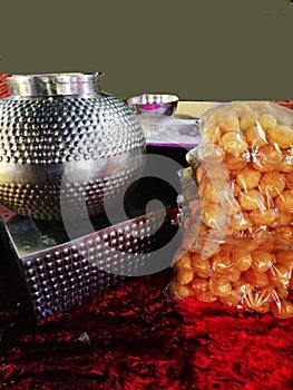 Indian watery ball or crisp sphere eaten at a party in indore India