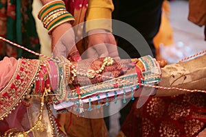 Indian wedding Bride and Groom Hast Melap