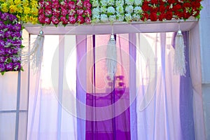 Indian wedding ceremony :Decoration with lighting and flower