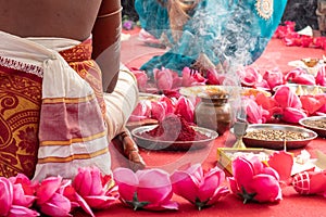 Indian wedding ceremony, decorations for traditional ethnic rituals for marriage