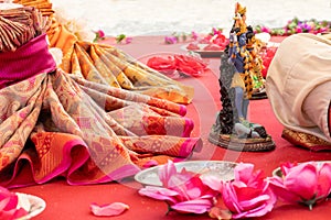 Indian wedding ceremony, decorations for traditional ethnic rituals for marriage