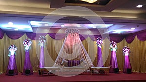 Indian wedding reception decoration with flower