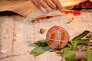 Indian wedding sindoor ceremoney . Bengali wedding rituals photo