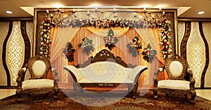 Indian wedding stage decoration Photo