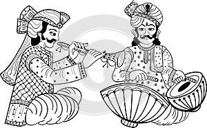 indian wedding symbol music instrument player with tabla and shehnai photo