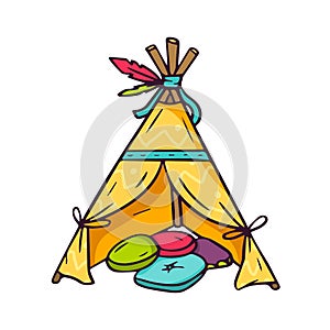 Indian wigwam for kids room on white photo