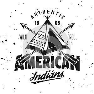 American indian wigwam vector vintage emblem