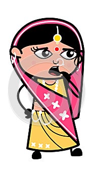 Indian Woman Cartoon wondering