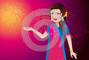 Indian Woman Celebrating a Festival