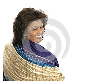 Indian Woman Colorful Shawl photo