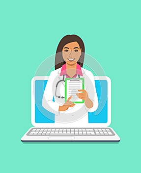 Indian woman doctor online consultation concept