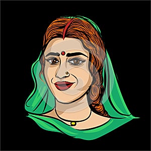 Indian woman face illustration