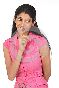 Indian Woman Gesturing for Quiet