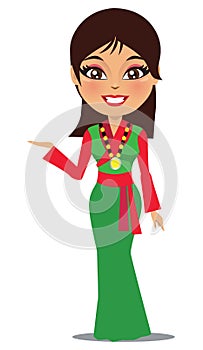 Indian woman from Himachal Pradesh and city of Shimla wearing a traditional outfit from Shimla - Vector