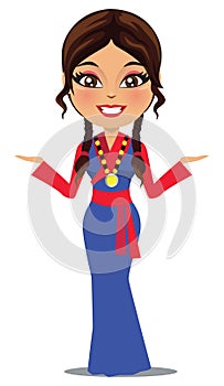 Indian woman from Himachal Pradesh and city of Shimla wearing a traditional outfit from Shimla - Vector