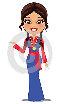 Indian woman from Himachal Pradesh and city of Shimla wearing a traditional outfit from Shimla - Vector