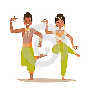 Indian woman man dancing vector isolated dancers silhouette icons people India dance show party movie, cinema cartoon