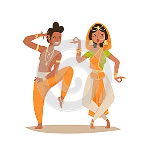 Indian woman man dancing vector isolated dancers silhouette icons people India dance show party movie, cinema cartoon