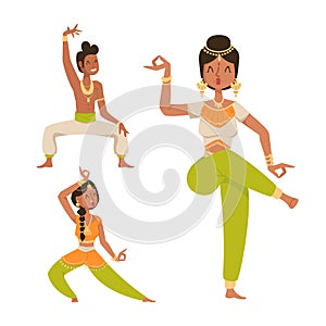 Indian woman man dancing vector isolated dancers silhouette icons people India dance show party movie, cinema cartoon