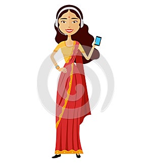 Indian woman operator avatar customer call center concept vector illustration
