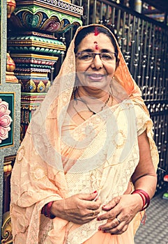 Indian woman portrait at the temple