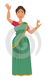 Indian woman in sari dancing nationality travel to India