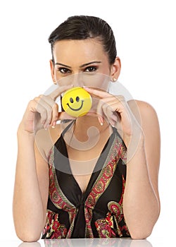 Indian woman with smile ball