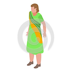 Indian woman traditional clothes icon, isometric style