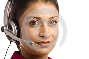 Indian Woman Wearing Headset