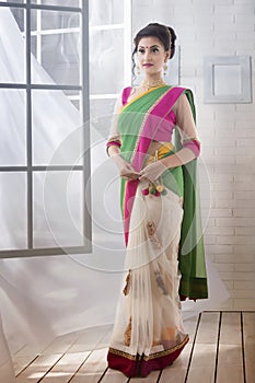 Indian Woman wearing traditional saree