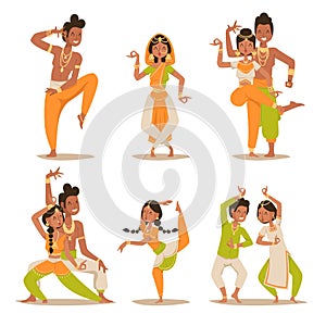 Indian women and man dancing vector